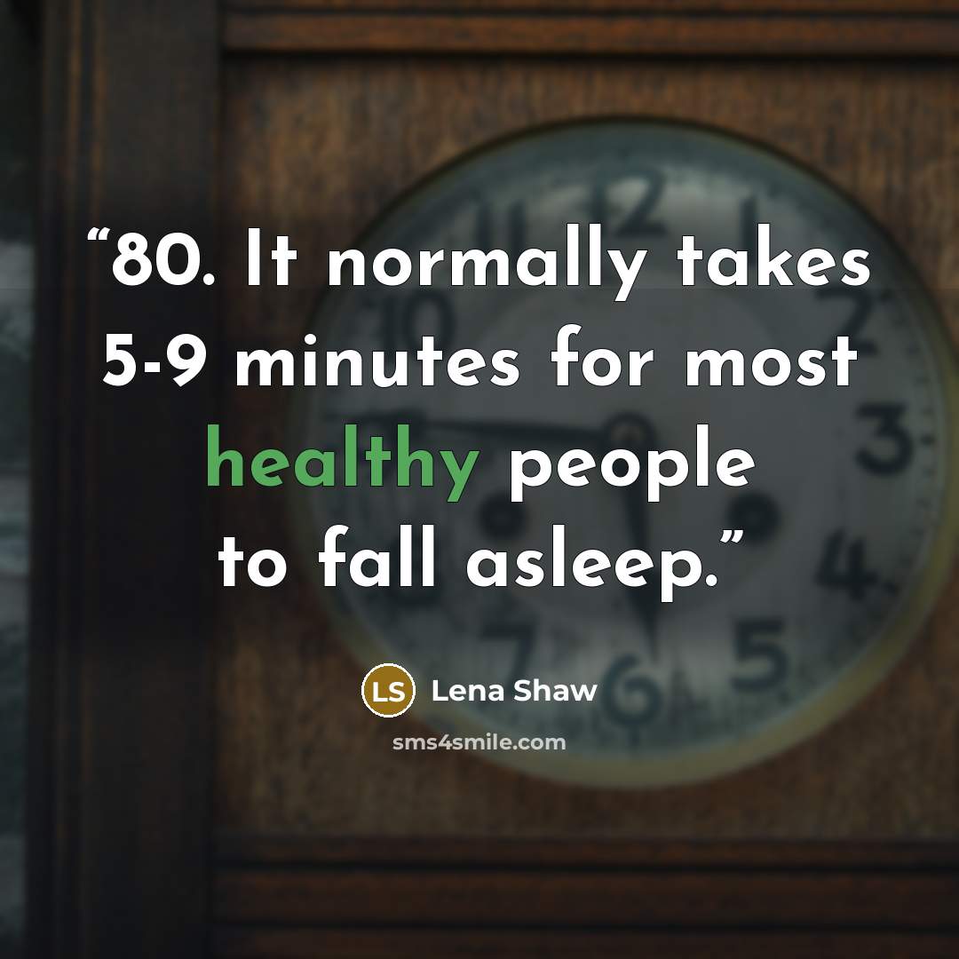 “80. It normally takes 5-9 minutes for most healthy people to fall asleep.” quote by Lena Shaw