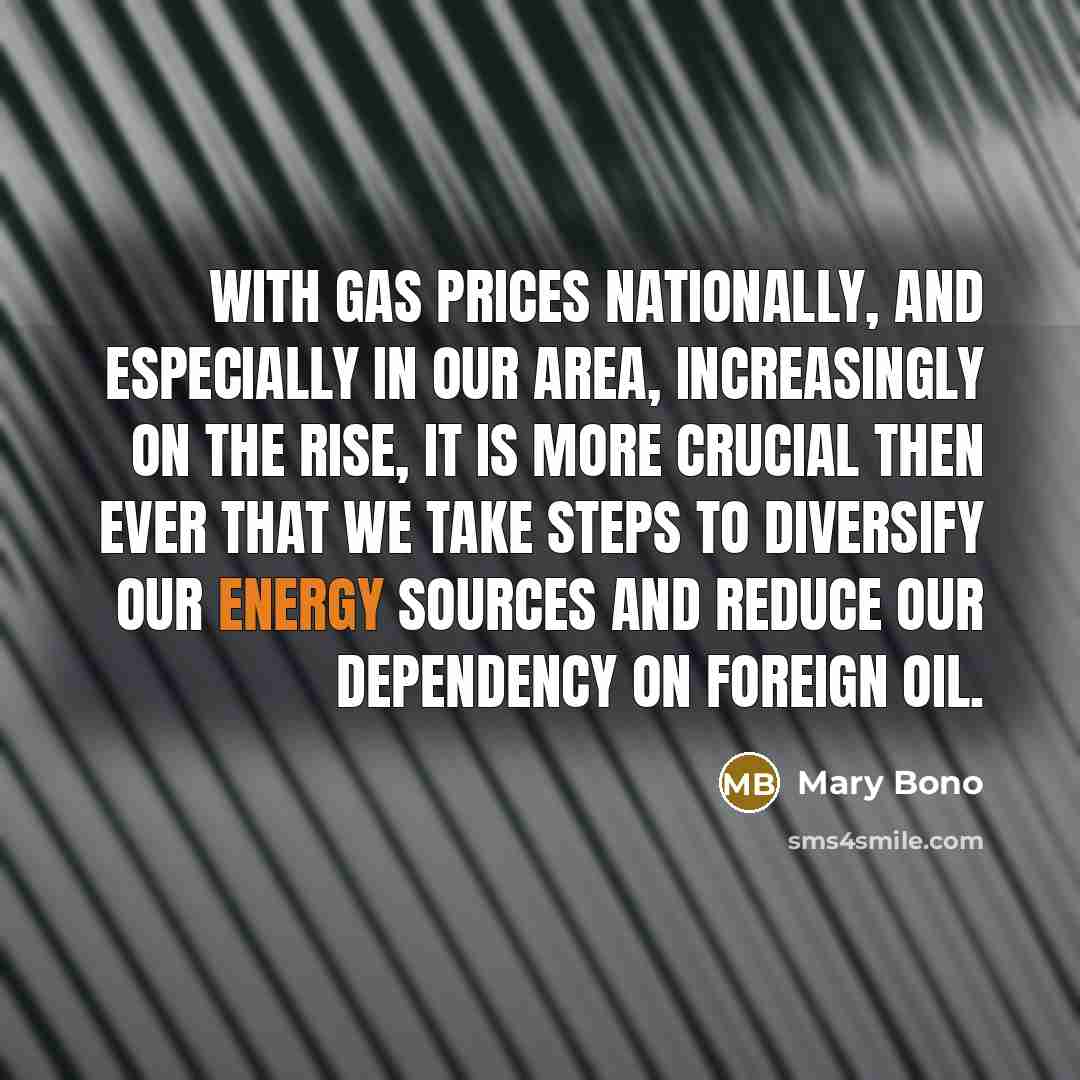 “With gas prices nationally, and especially in our area, increasingly…” quote by Mary Bono