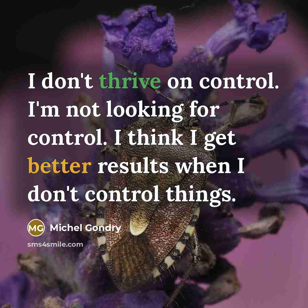 “I don't thrive on control. I'm not looking for control. I think I get better results when I don't control things.” quote by Michel Gondry