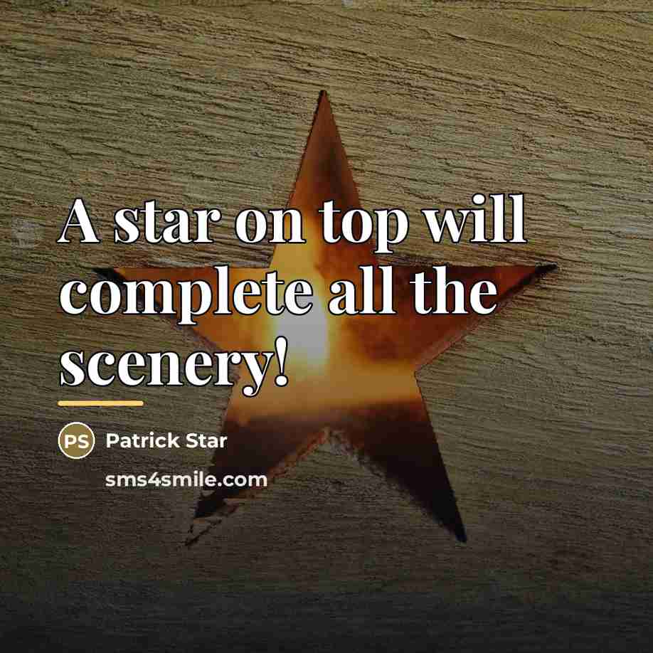 “A star on top will complete all the scenery!…” quote by Patrick Star