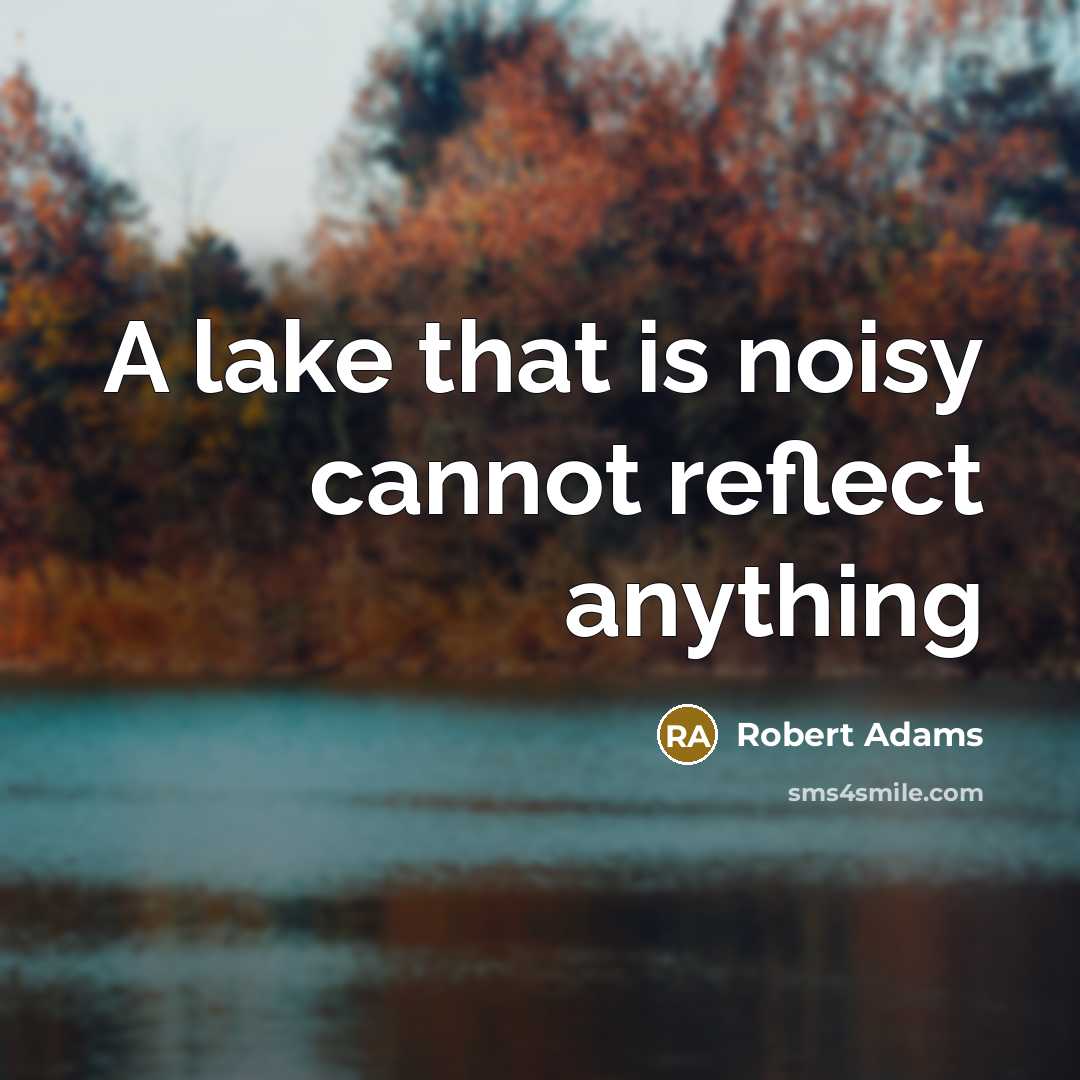 “A lake that is noisy cannot reflect anything…” quote by Robert Adams