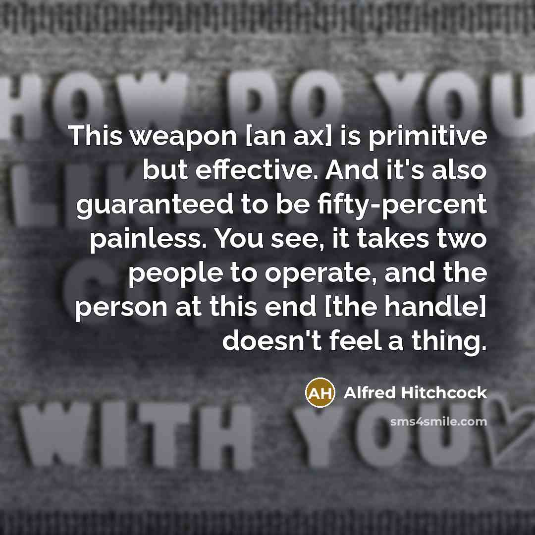 “This weapon [an ax] is primitive but effective. And it's…” quote by Alfred Hitchcock