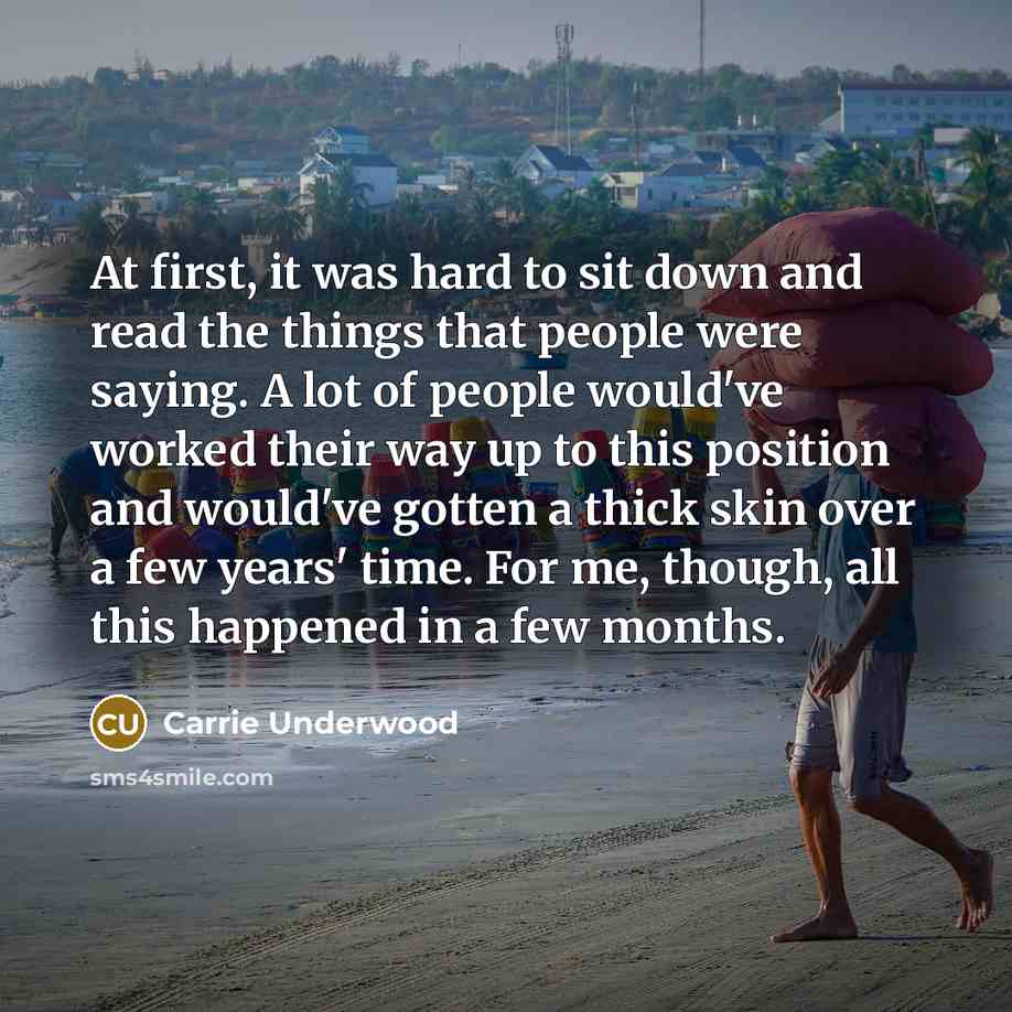 “At first, it was hard to sit down and read…” quote by Carrie Underwood