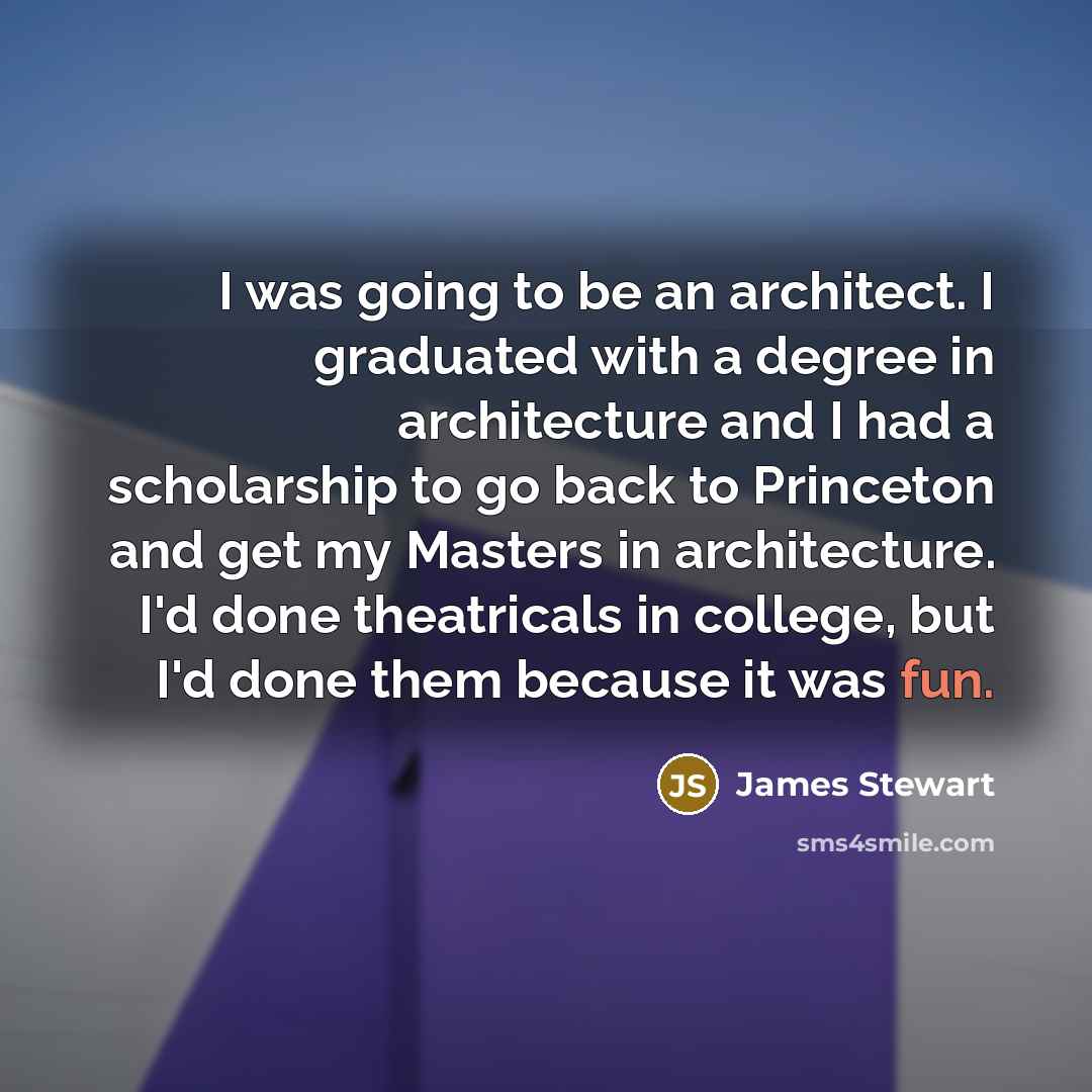 “I was going to be an architect. I graduated with…” quote by James Stewart