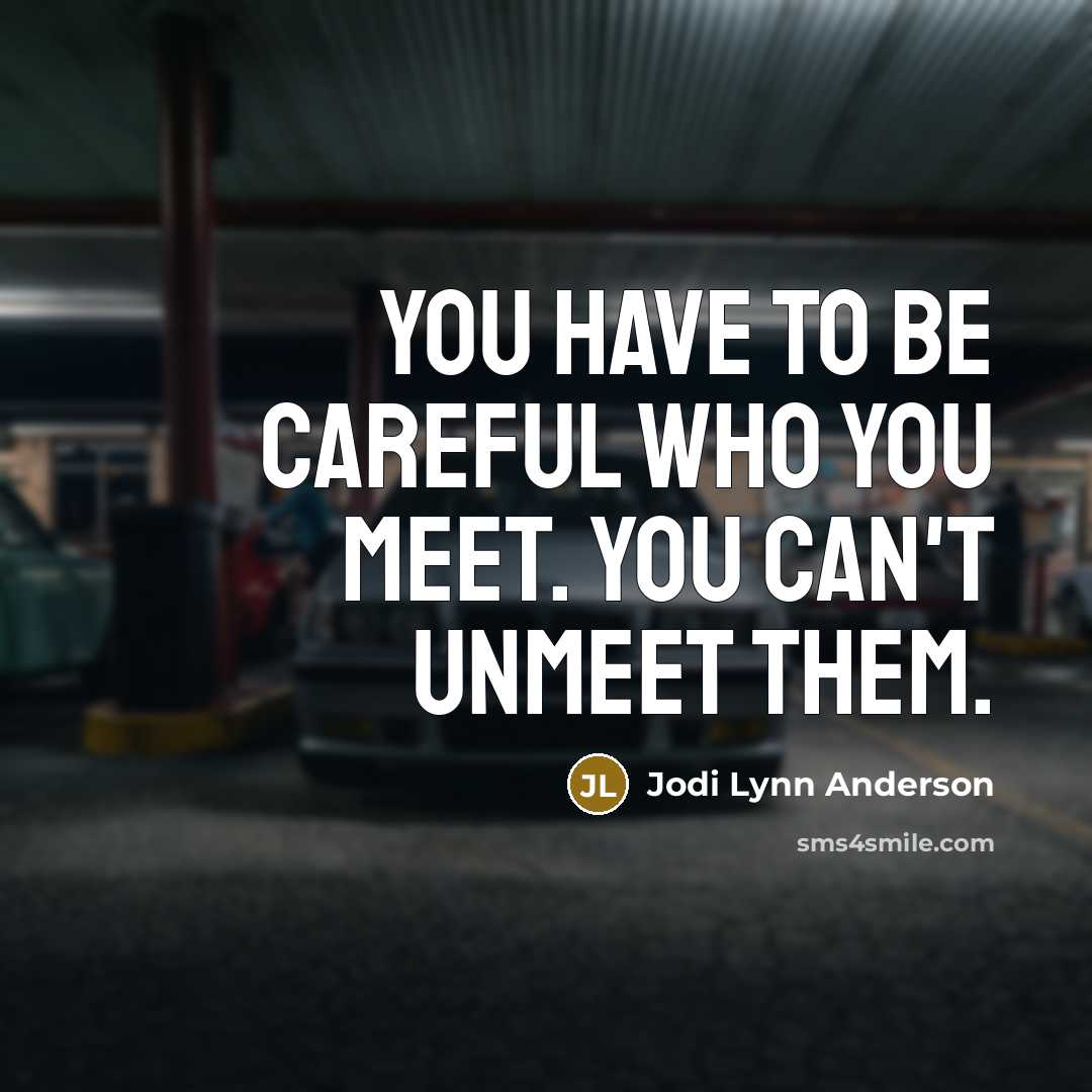 “You have to be careful who you meet. You can't…” quote by Jodi Lynn Anderson