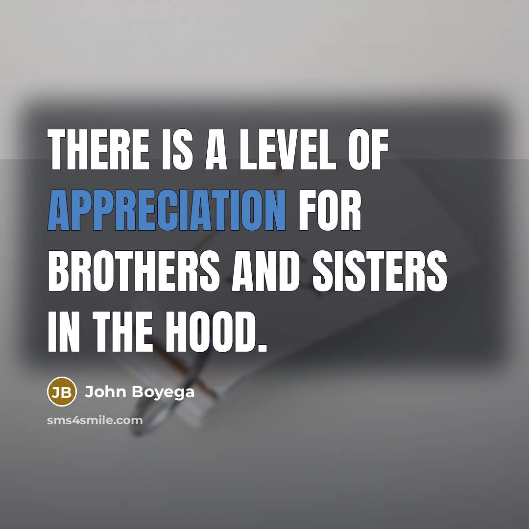 “There is a level of appreciation for brothers and sisters…” quote by John Boyega
