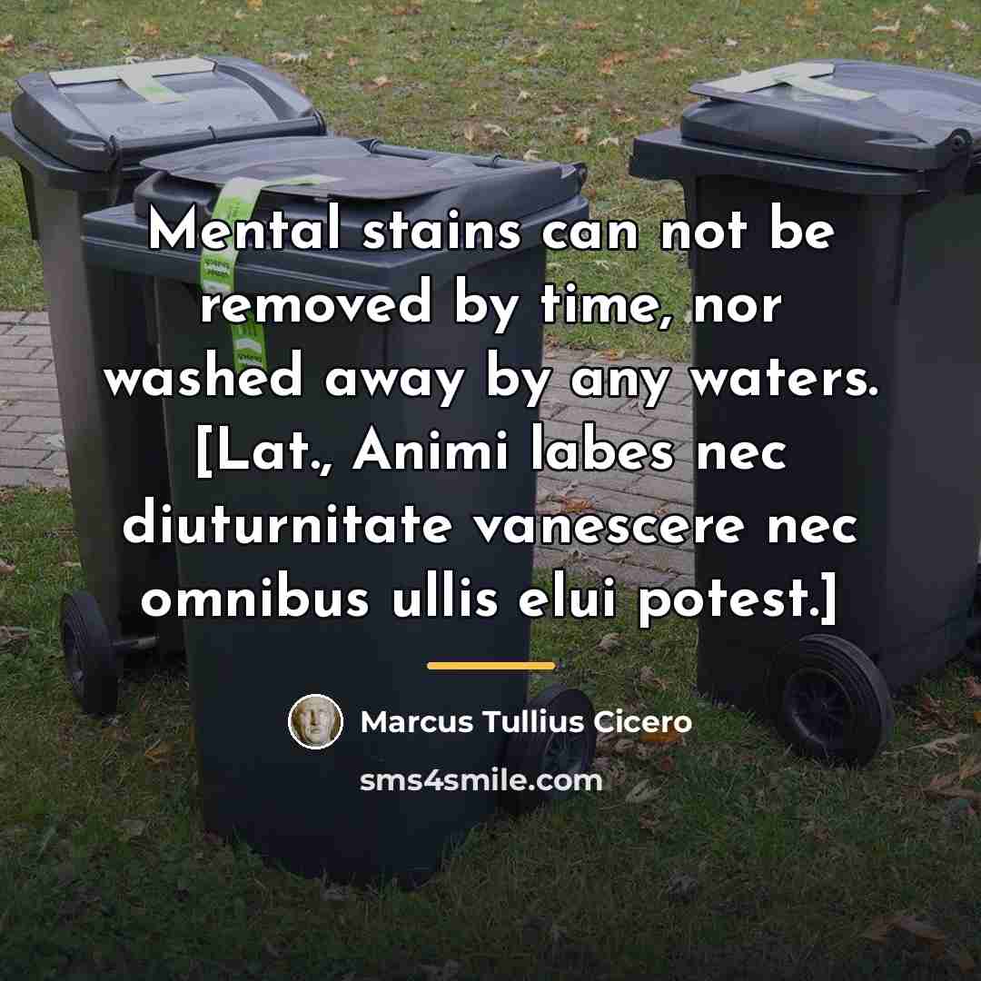 “Mental stains can not be removed by time, nor washed…” quote by Marcus Tullius Cicero