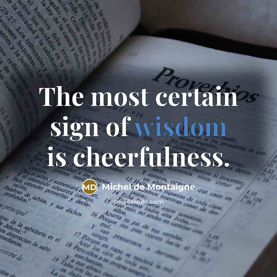 “The most certain sign of wisdom is cheerfulness.…” quote by Michel de Montaigne