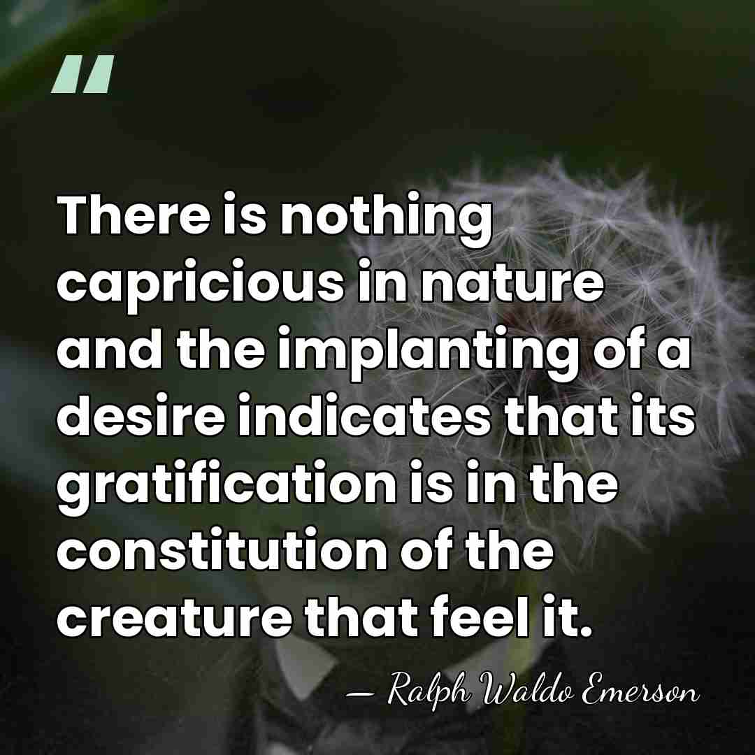There is nothing capricious in nature and the implanting of a desire&hellip; - Ralph Waldo Emerson