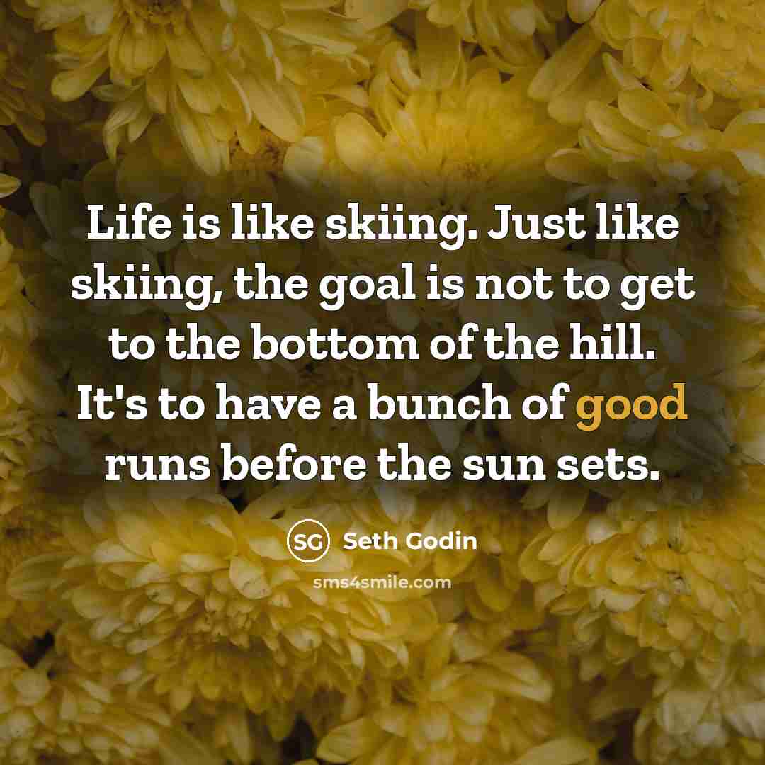 “Life is like skiing. Just like skiing, the goal is…” quote by Seth Godin