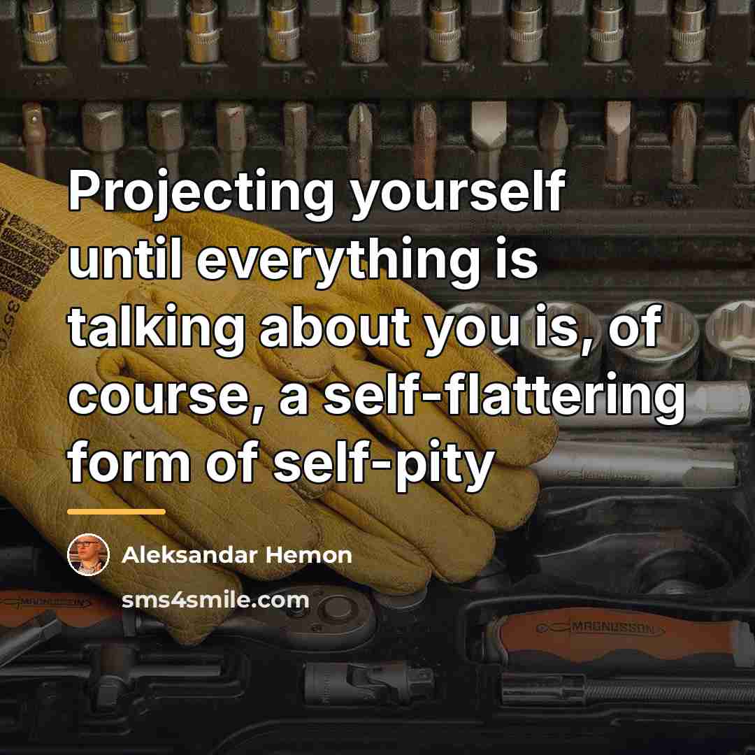 “Projecting yourself until everything is talking about you is, of…” quote by Aleksandar Hemon