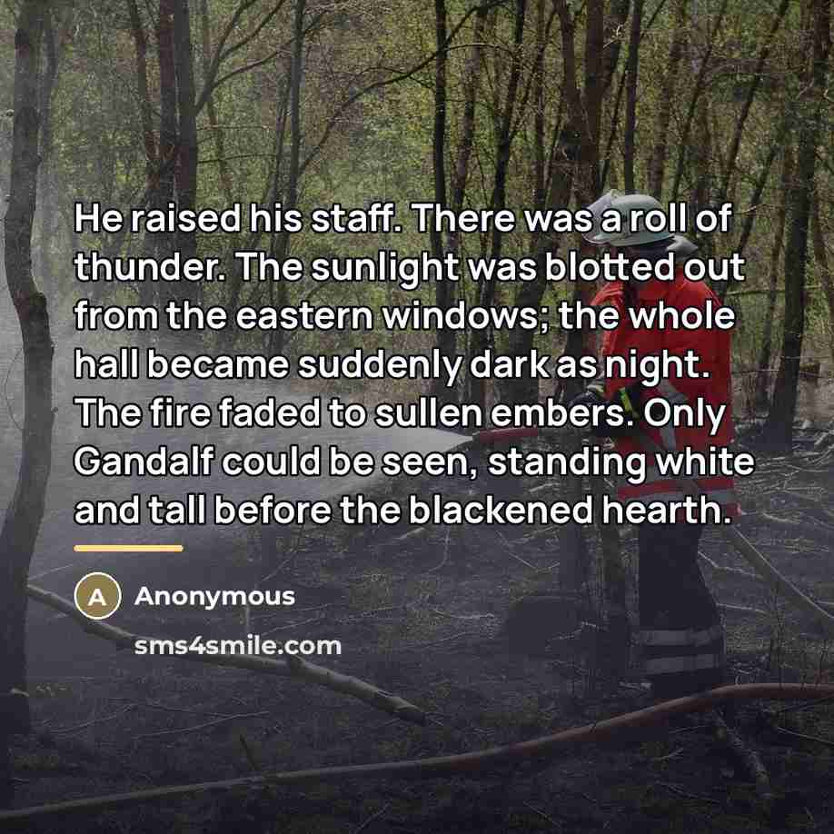 “He raised his staff. There was a roll of thunder.…” quote by Anonymous