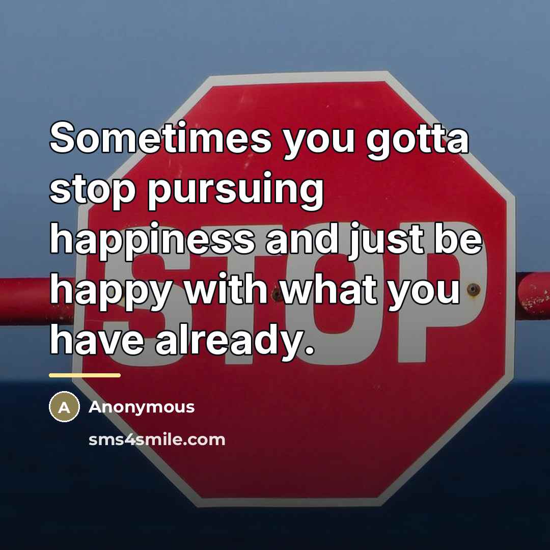 “Sometimes you gotta stop pursuing happiness and just be happy…” quote by Anonymous