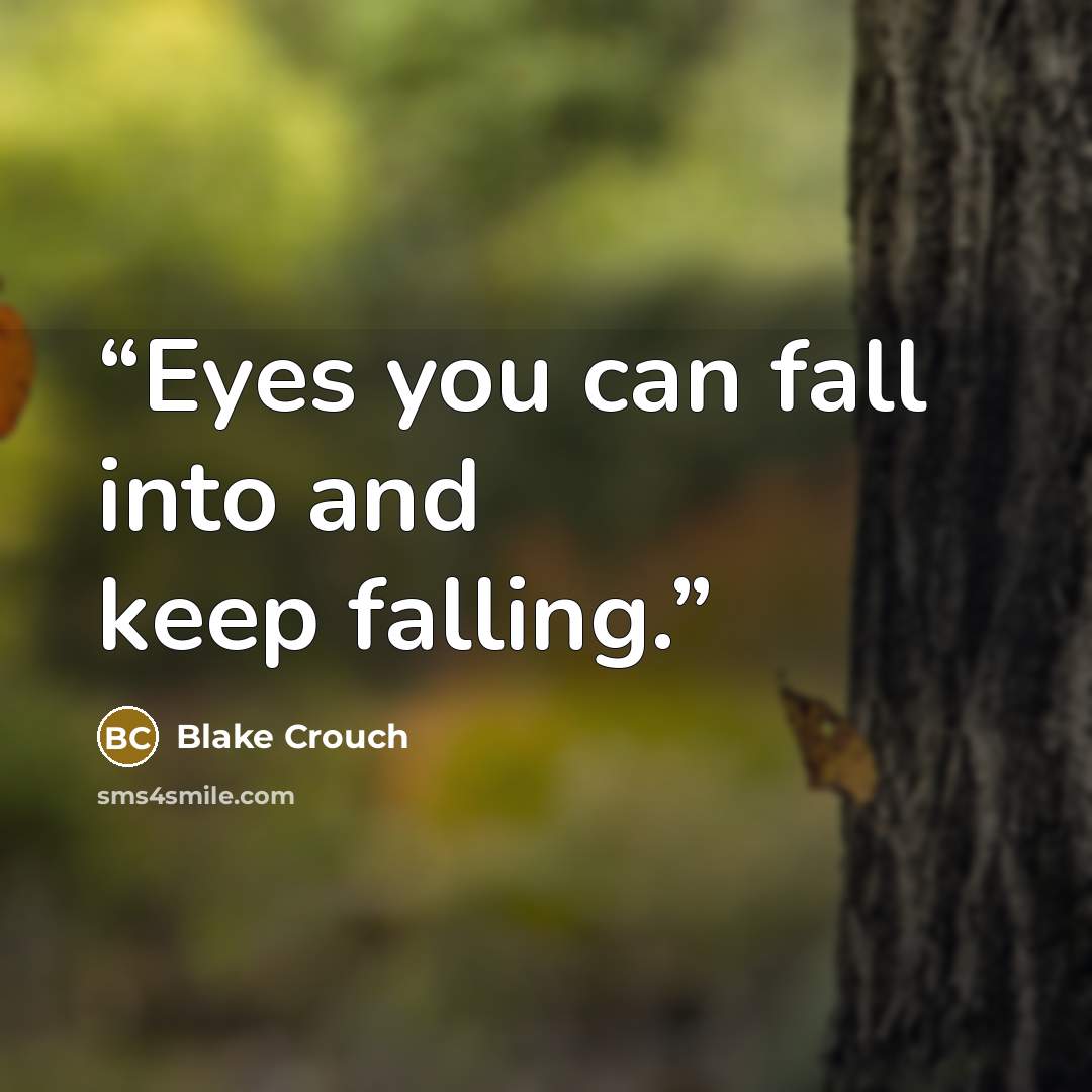“Eyes you can fall into and keep falling.” quote by Blake Crouch