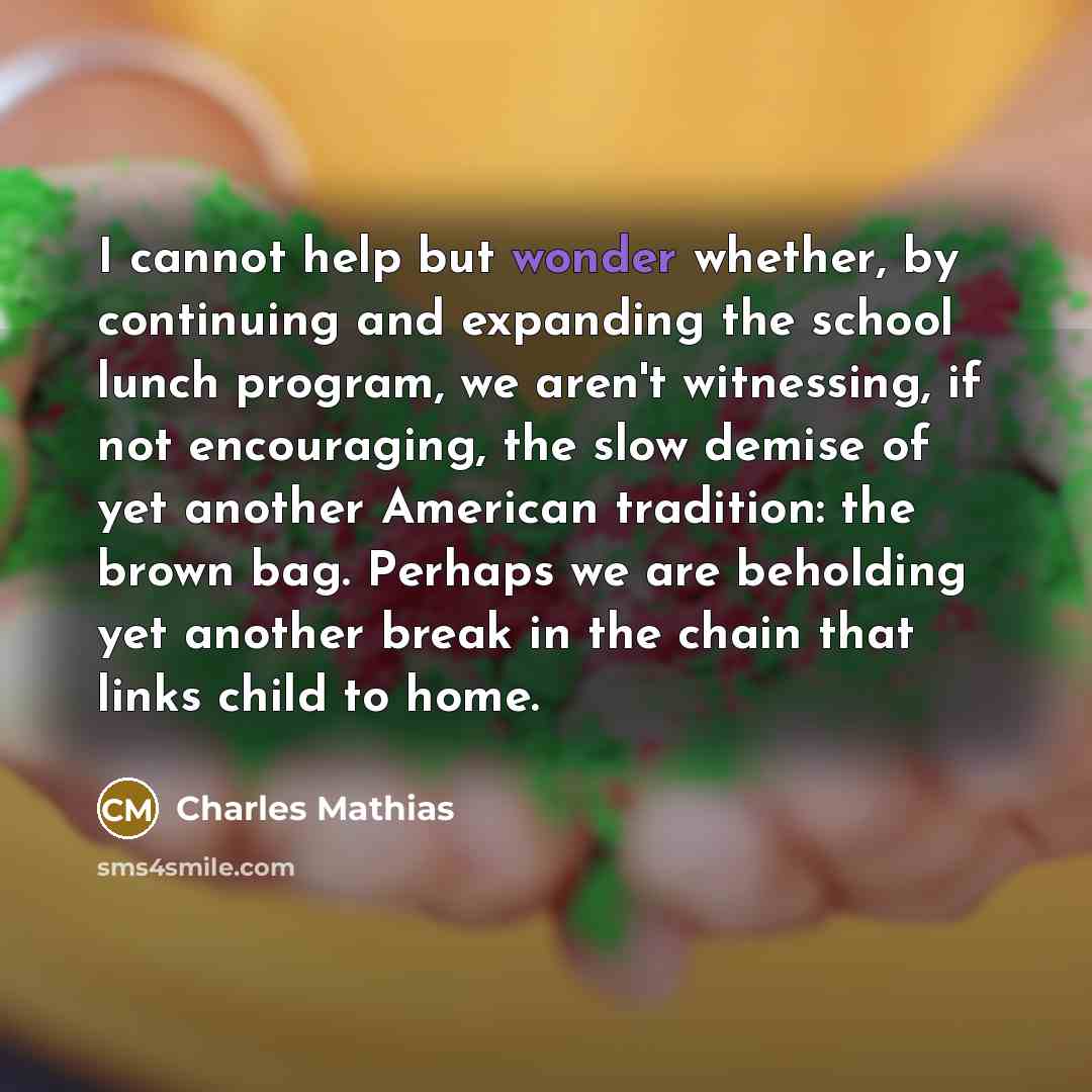 “I cannot help but wonder whether, by continuing and expanding…” quote by Charles Mathias