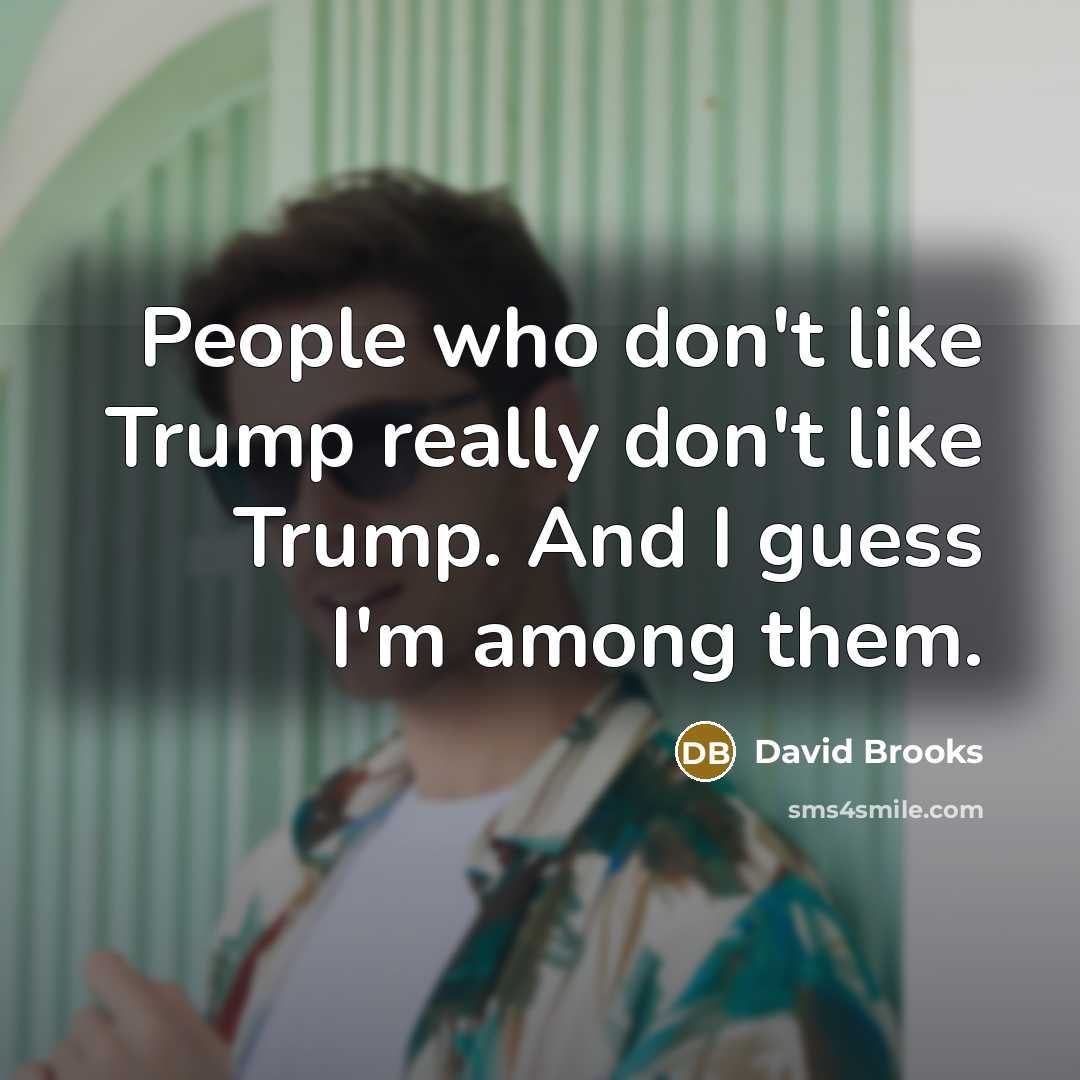 “People who don't like Trump really don't like Trump. And…” quote by David Brooks