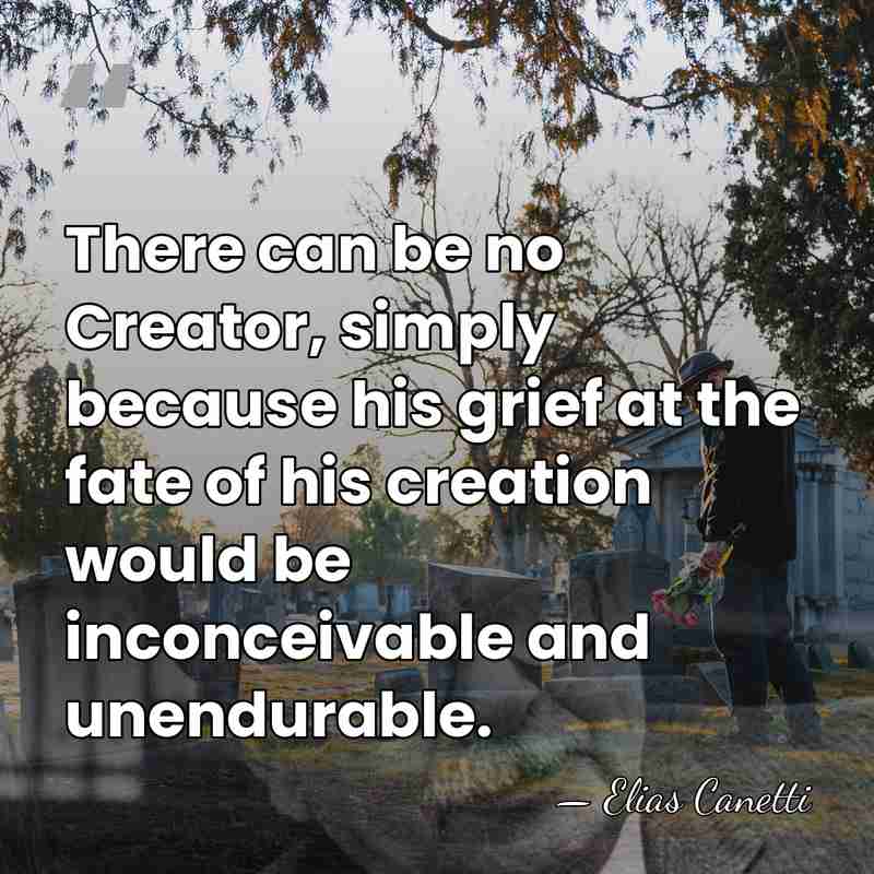 There can be no Creator, simply because his grief at the fate&hellip; - Elias Canetti