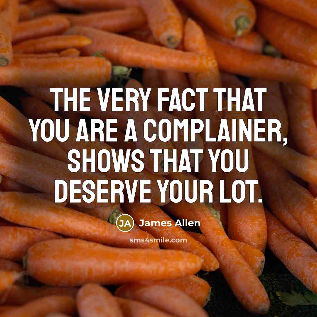 “The very fact that you are a complainer, shows that…” quote by James Allen