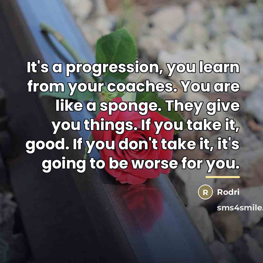 “It's a progression, you learn from your coaches. You are…” quote by Rodri