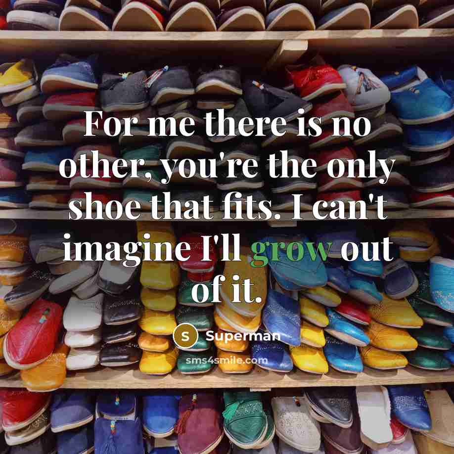 “For me there is no other, you're the only shoe…” quote by Superman