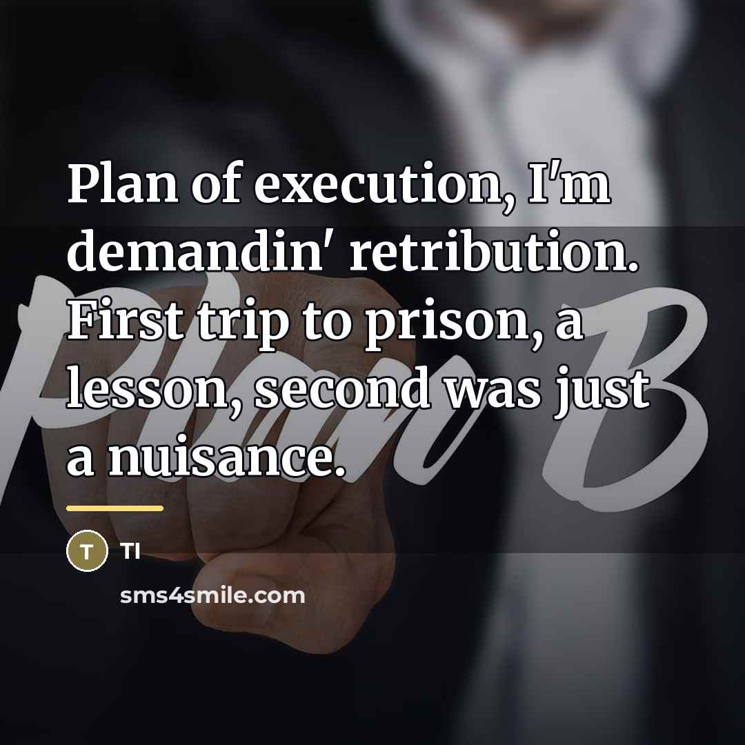 “Plan of execution, I'm demandin' retribution. First trip to prison,…” quote by TI
