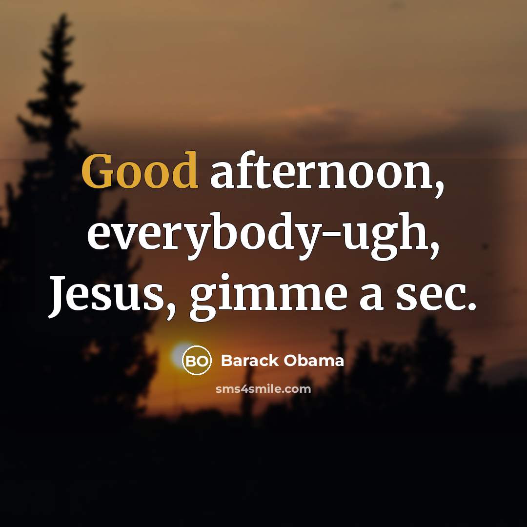 “Good afternoon, everybody-ugh, Jesus, gimme a sec.…” quote by Barack Obama
