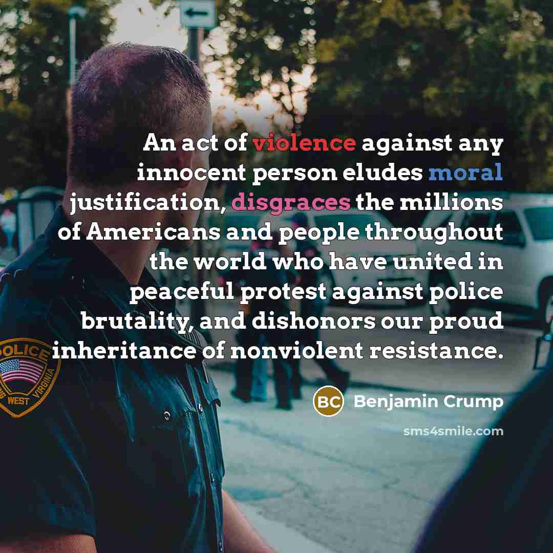 “An act of violence against any innocent person eludes moral…” quote by Benjamin Crump