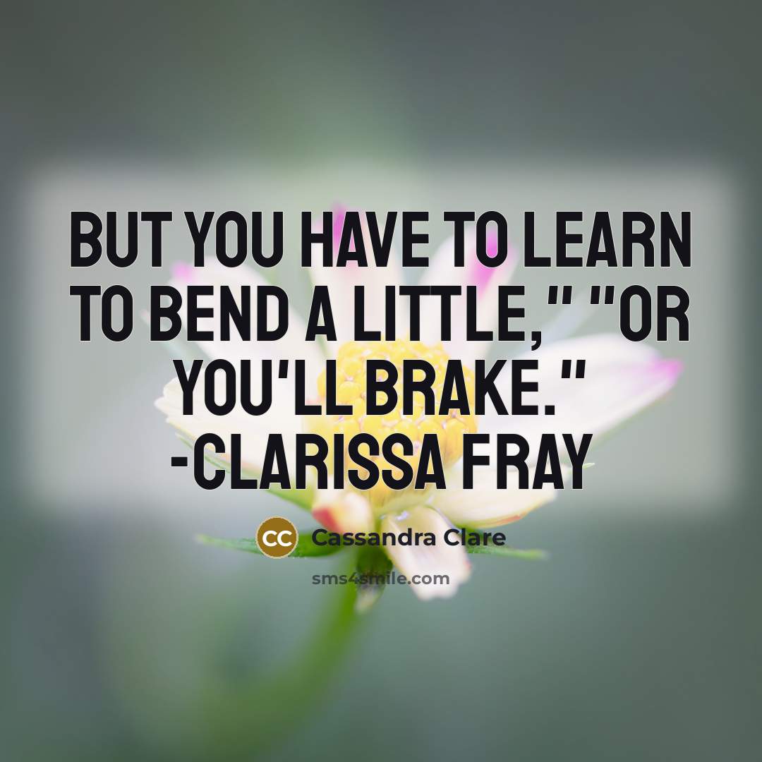 “But you have to learn to bend a little," "Or you'll brake." -Clarissa Fray” quote by Cassandra Clare