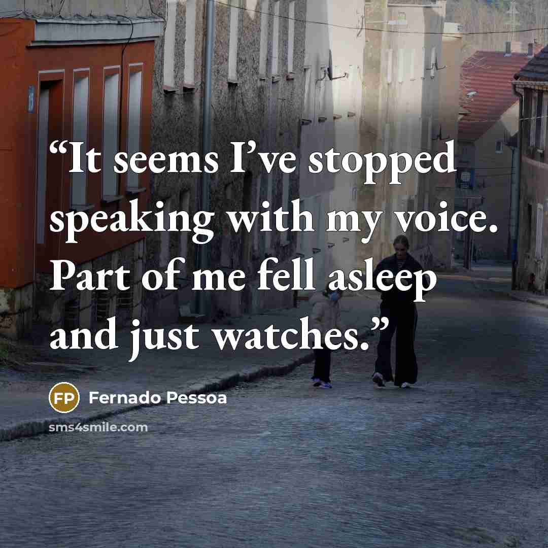 “It seems I’ve stopped speaking with my voice. Part of me fell asleep and just watches.” quote by Fernado Pessoa