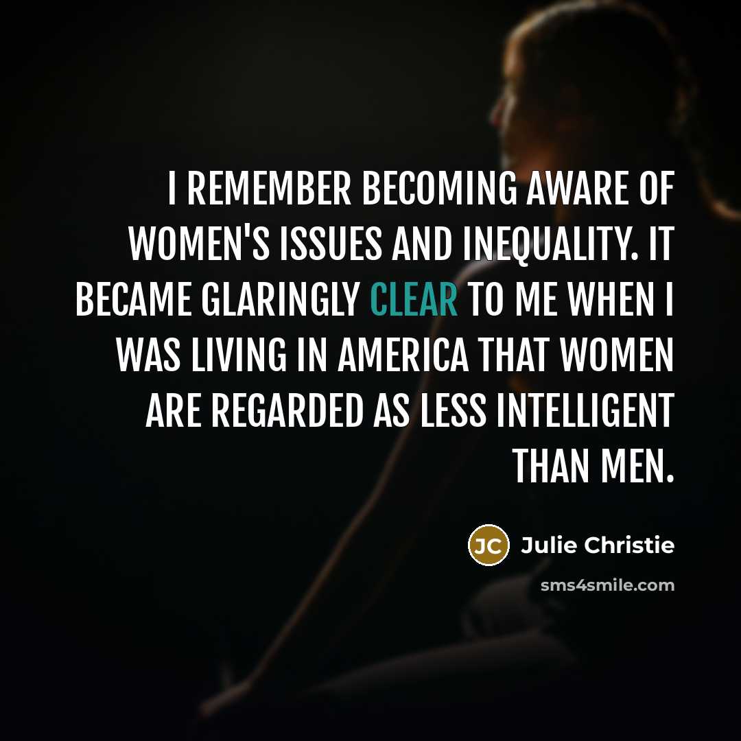 “I remember becoming aware of women's issues and inequality. It…” quote by Julie Christie