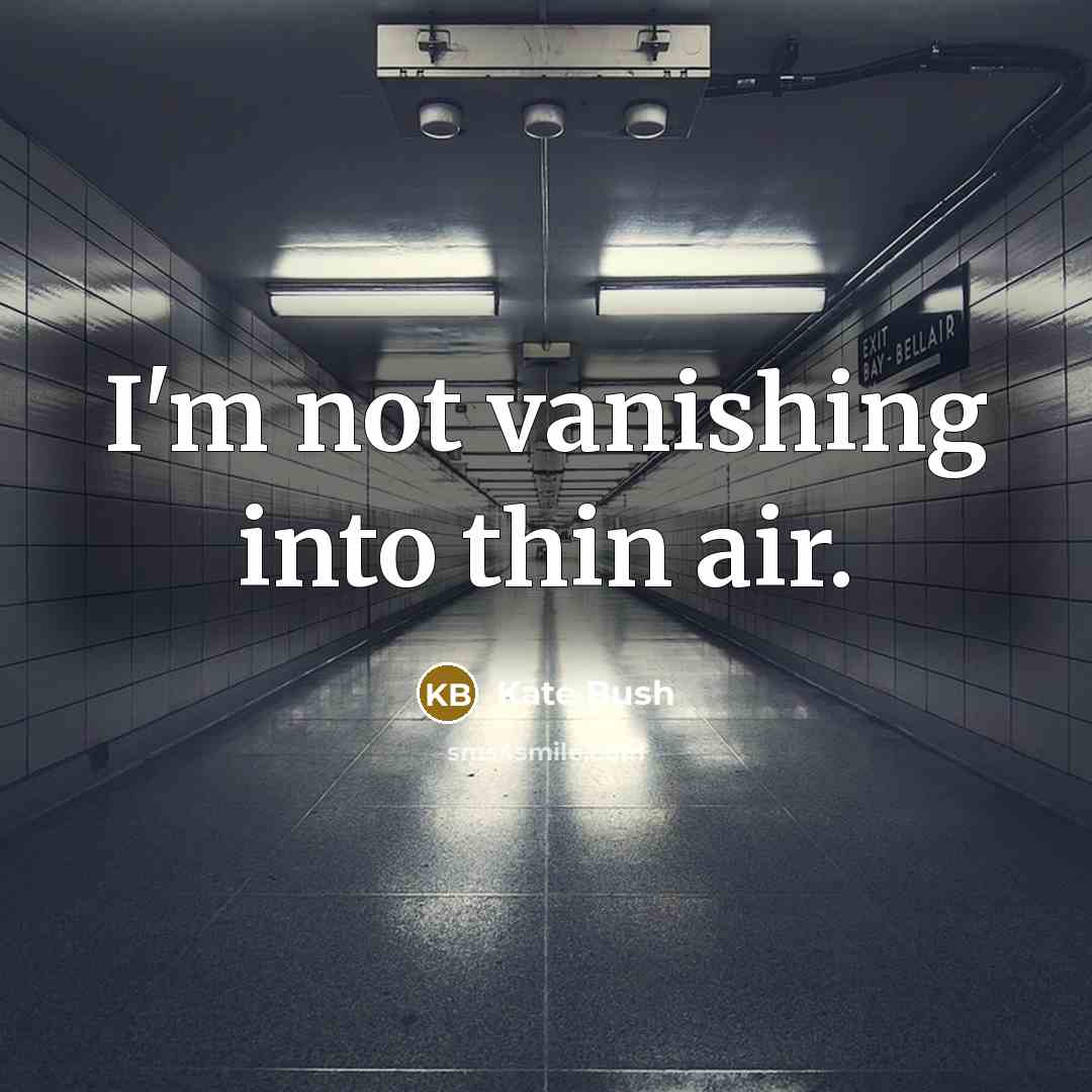 “I'm not vanishing into thin air.…” quote by Kate Bush