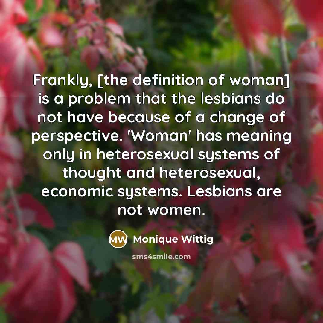 “Frankly, [the definition of woman] is a problem that the…” quote by Monique Wittig