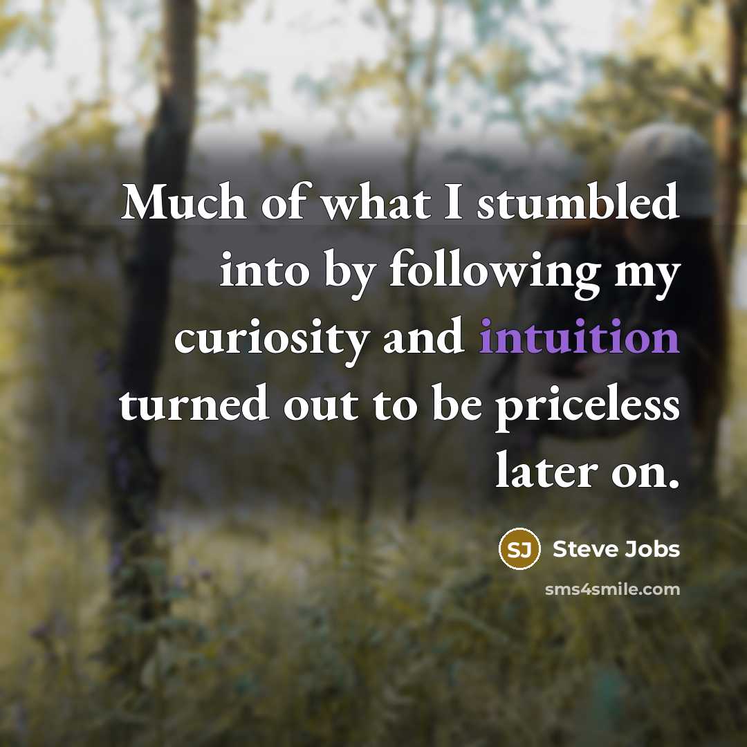 “Much of what I stumbled into by following my curiosity…” quote by Steve Jobs