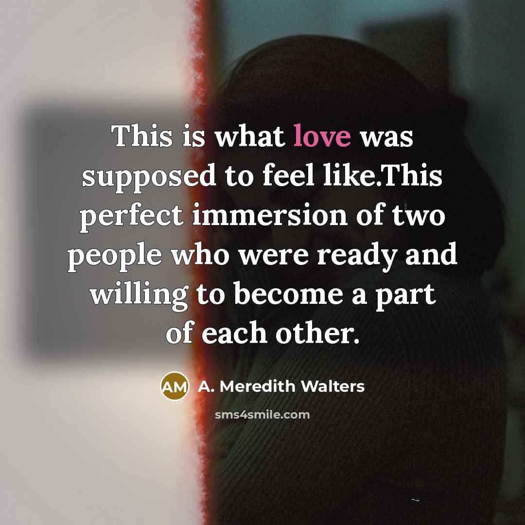 “This is what love was supposed to feel like.This perfect…” quote by A. Meredith Walters