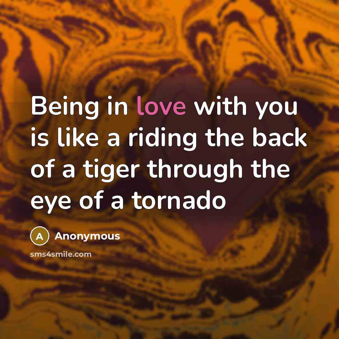 “Being in love with you is like a riding the…” quote by Anonymous