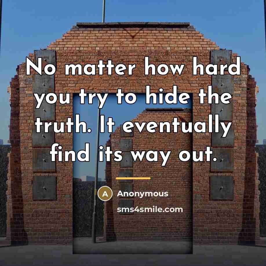 “No matter how hard you try to hide the truth.…” quote by Anonymous