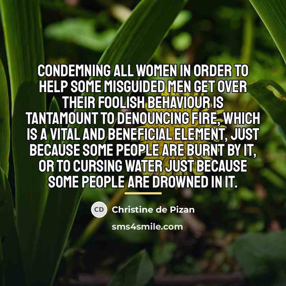 “Condemning all women in order to help some misguided men…” quote by Christine de Pizan