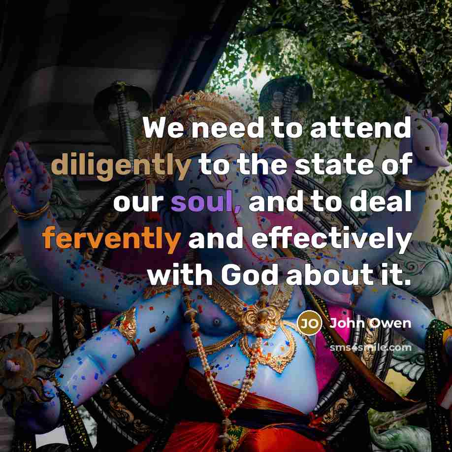 “We need to attend diligently to the state of our soul, and to deal fervently and effectively with God about it.” quote by John Owen