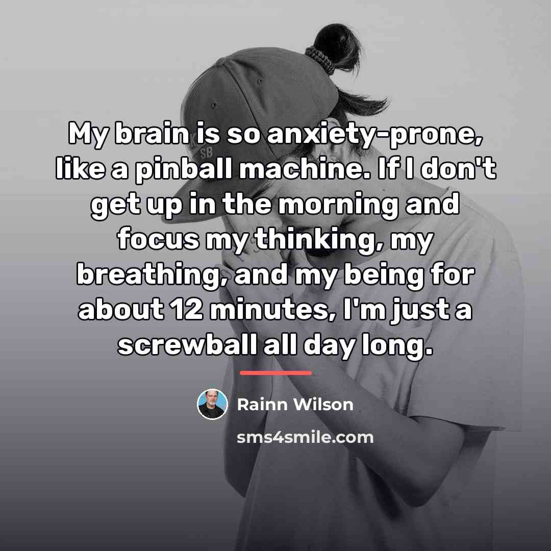 “My brain is so anxiety-prone, like a pinball machine. If…” quote by Rainn Wilson