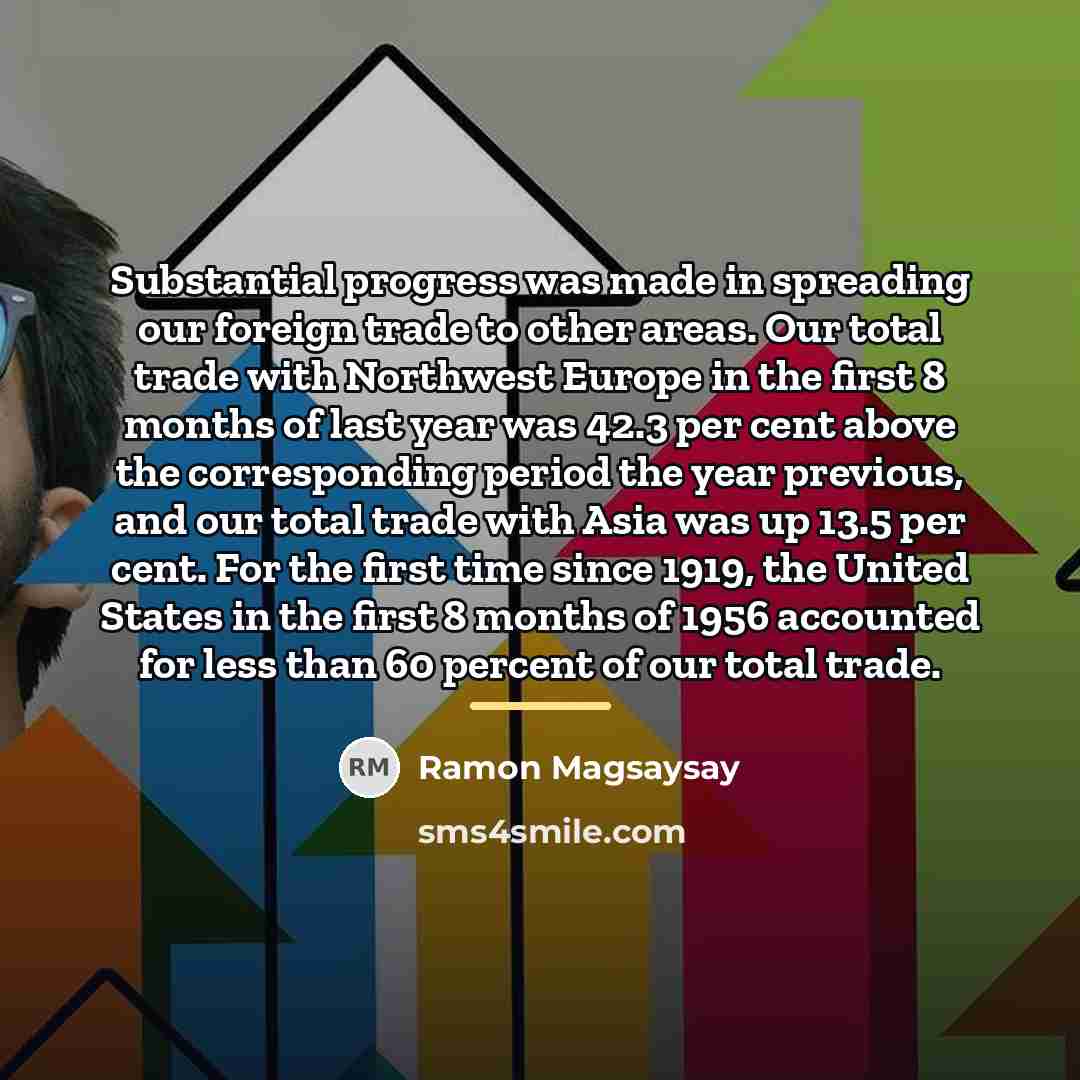 “Substantial progress was made in spreading our foreign trade to…” quote by Ramon Magsaysay