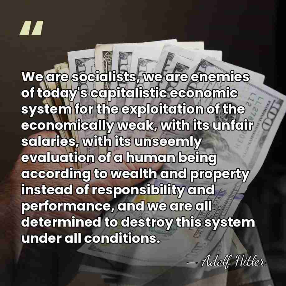 We are socialists, we are enemies of today's capitalistic economic system for&hellip; - Adolf Hitler