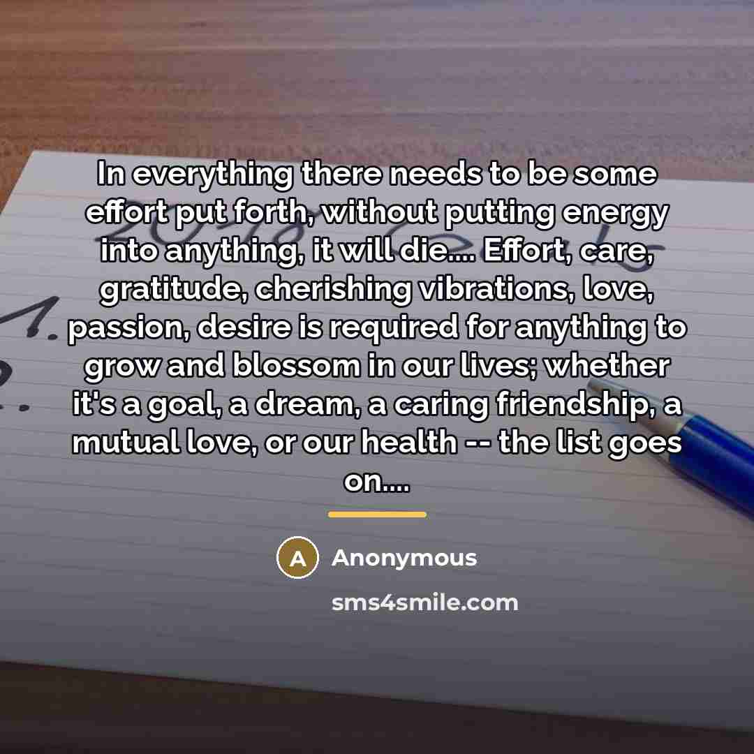 “In everything there needs to be some effort put forth,…” quote by Anonymous