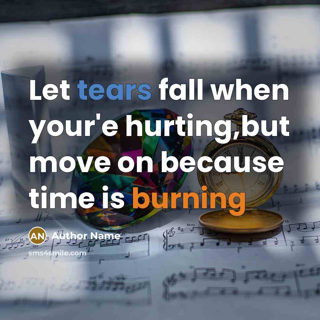 “Let tears fall when your'e hurting,but move on because time is burning” quote by Author Name