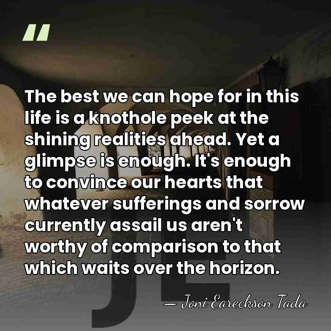 The best we can hope for in this life is a knothole&hellip; - Joni Eareckson Tada