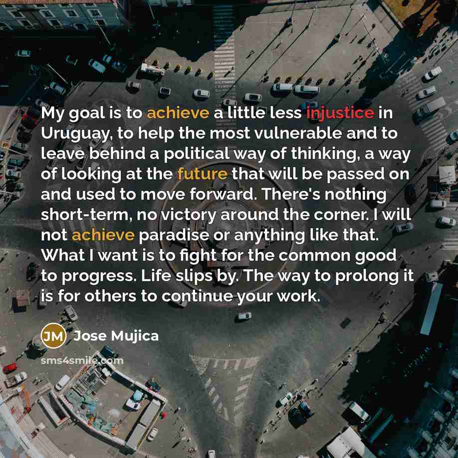 “My goal is to achieve a little less injustice in…” quote by Jose Mujica