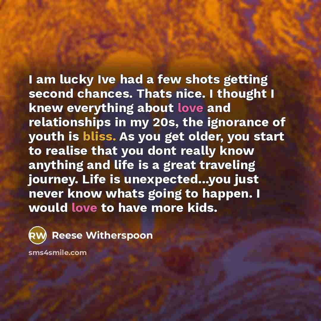 “I am lucky Ive had a few shots getting second…” quote by Reese Witherspoon