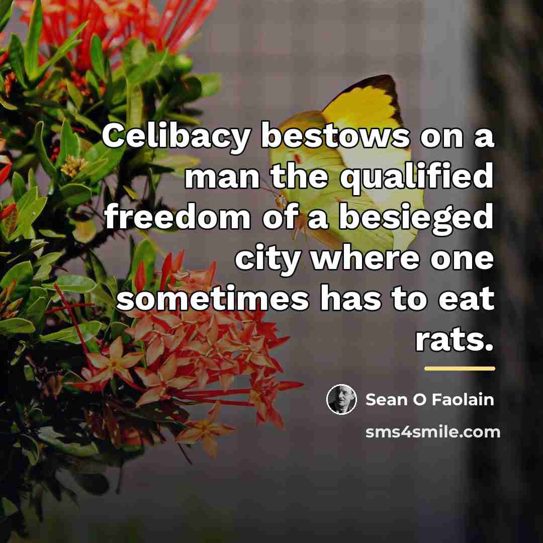 “Celibacy bestows on a man the qualified freedom of a…” quote by Sean O Faolain