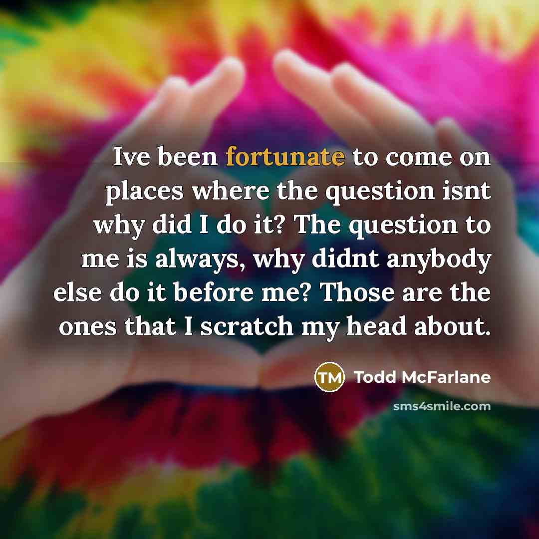 “Ive been fortunate to come on places where the question…” quote by Todd McFarlane