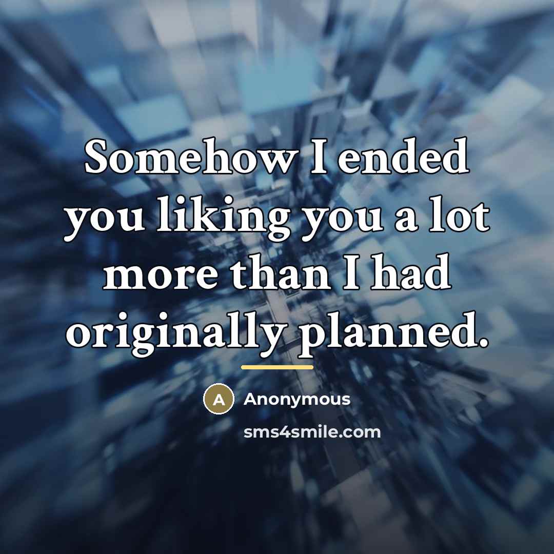 “Somehow I ended you liking you a lot more than…” quote by Anonymous
