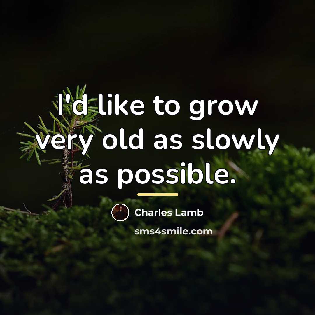 “I'd like to grow very old as slowly as possible.…” quote by Charles Lamb